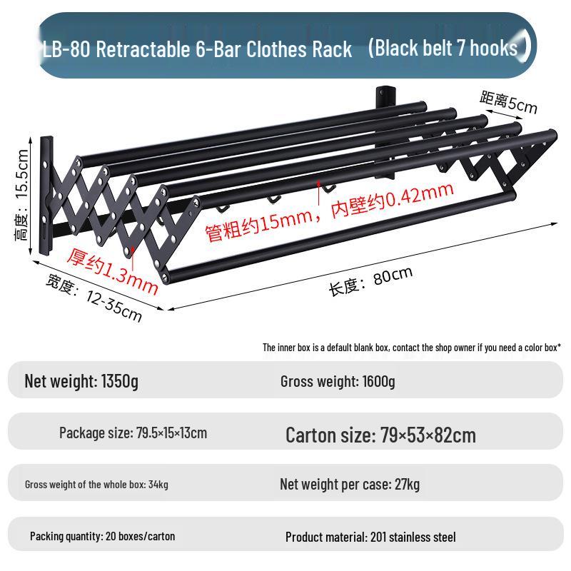 Zusammenklappbarer Teleskop-Handtuchhalter aus Edelstahl: Badezimmer- & Balkon-Wäschetrockner