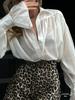 Moda Autunnale Donna 2026: Camicia a Manica Lunga Monocolore con Revers Ampio Stile Europeo & Americano