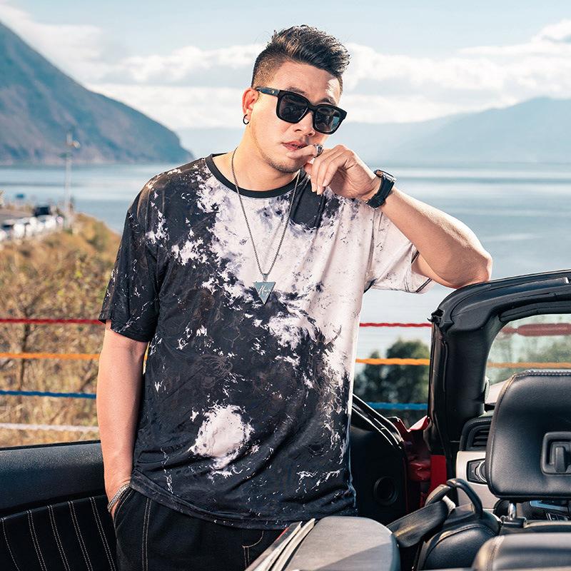 Stretch Fit Anti-wrinkle Loose Men's Short-sleeved Ice Cool Feeling Fashion Short-sleeved Top Cotton Comfortable Lightweight T-shirt