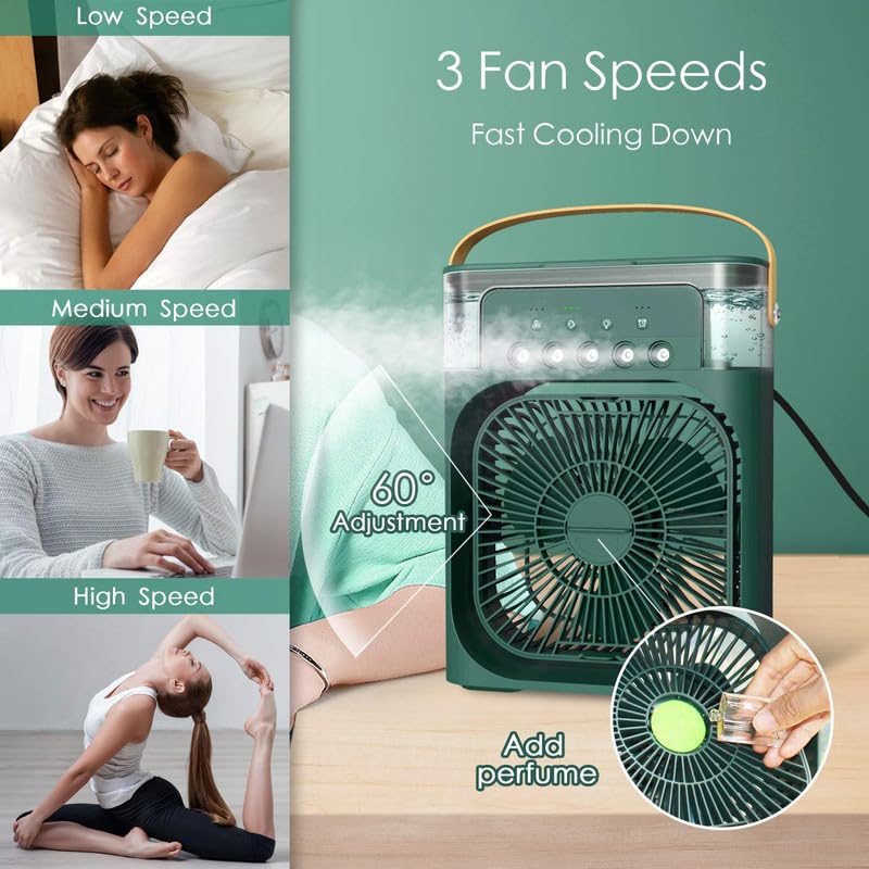 Tragbarer Hydrocooling Luftkühler Ventilator mit Luftbefeuchter 3 Geschwindigkeiten Haushalt Kleine Klimaanlage Schreibtisch Kühlventilator für Büro Reisen