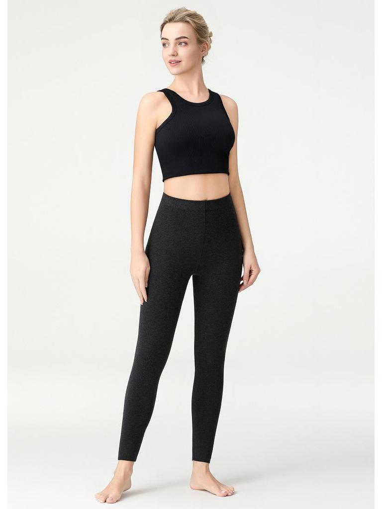 Unisex Thin Wool Knit Base Layer Pants: High Waist, Warm & Thick for Autumn/Winter