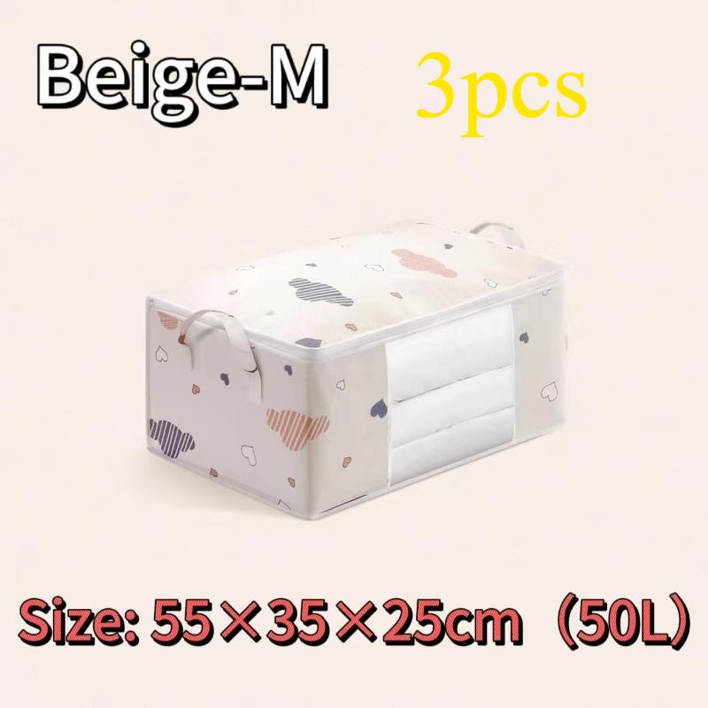 Large Capacity Non-Woven Fabric Moving Storage Bag with Handles Cloud Cotton Quilt Organizer Horizontal Style for Home Use