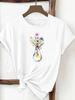 (Asian Size) Flower Sweet 90s Trend Cute Woman Top Fashion Women Clothing T Shirt Female Short Sleeve Graphic T-shirts Print Tee