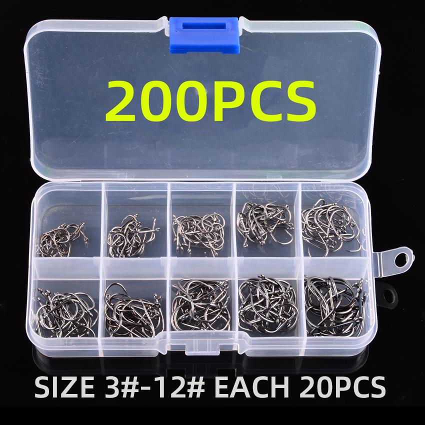 Fishing Hooks Set High Carbon Steel Sharp Durable Barbed Fishhook Rock Fishing Equipment Gear Tackle Accessories with box