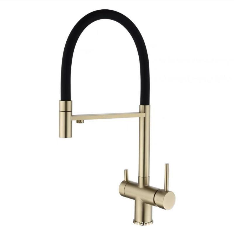Gray Pull Down Filter Kitchen Faucet Brass Purification Hot And Cold Water Mixer Tap 3 Way Drinking Pure Water Faucets