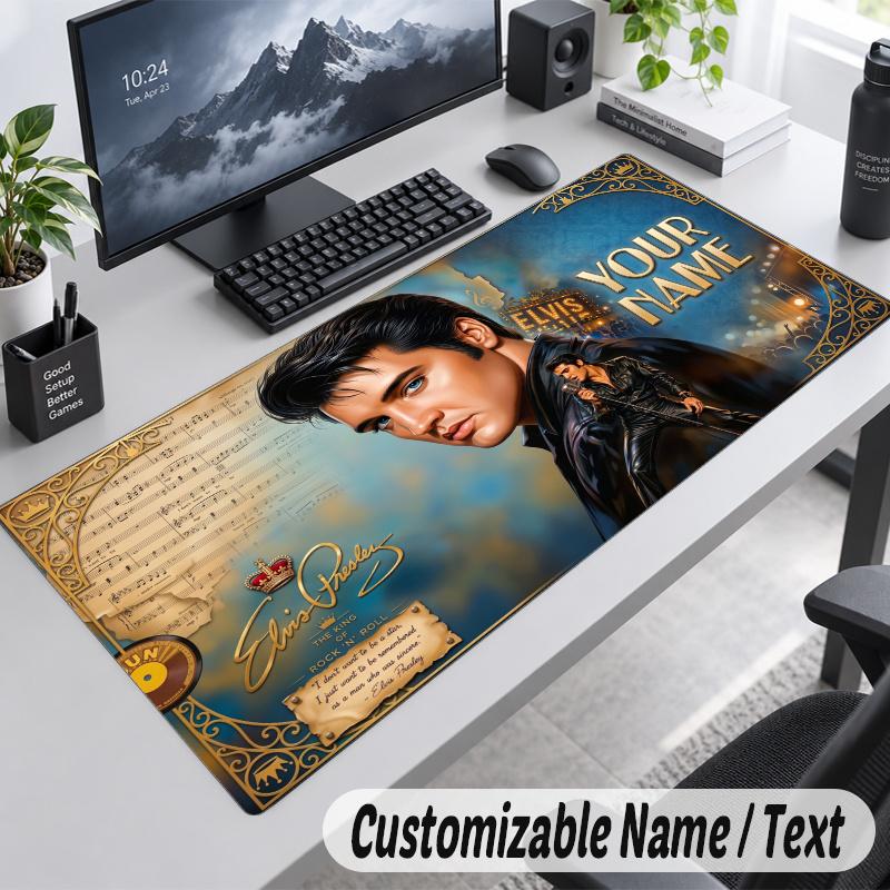 Elvis Presley Personalized Large Mouse Pad Custom Name Text Extended Desk Mat Gaming Mousepad