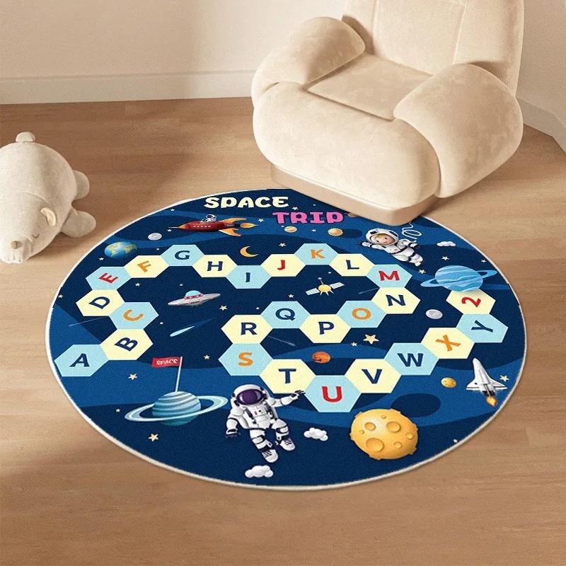 Cartoon Traffic Carpet Mat Rug Vehicles Road Maze Kids Educational Car Home Decoration Round Floor Mat Carpets for Living Room