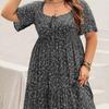 Bohemian Floral Plus Size Short Sleeve Maxi Dress