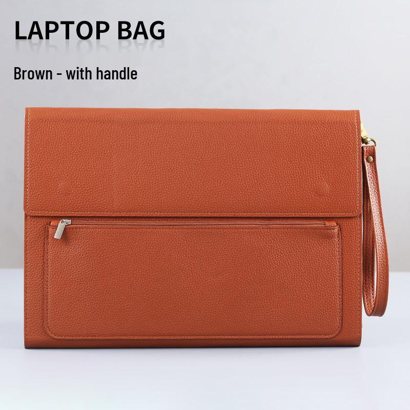Large Capacity A4 Leather File Bag - Multifunctional Business Office Folder