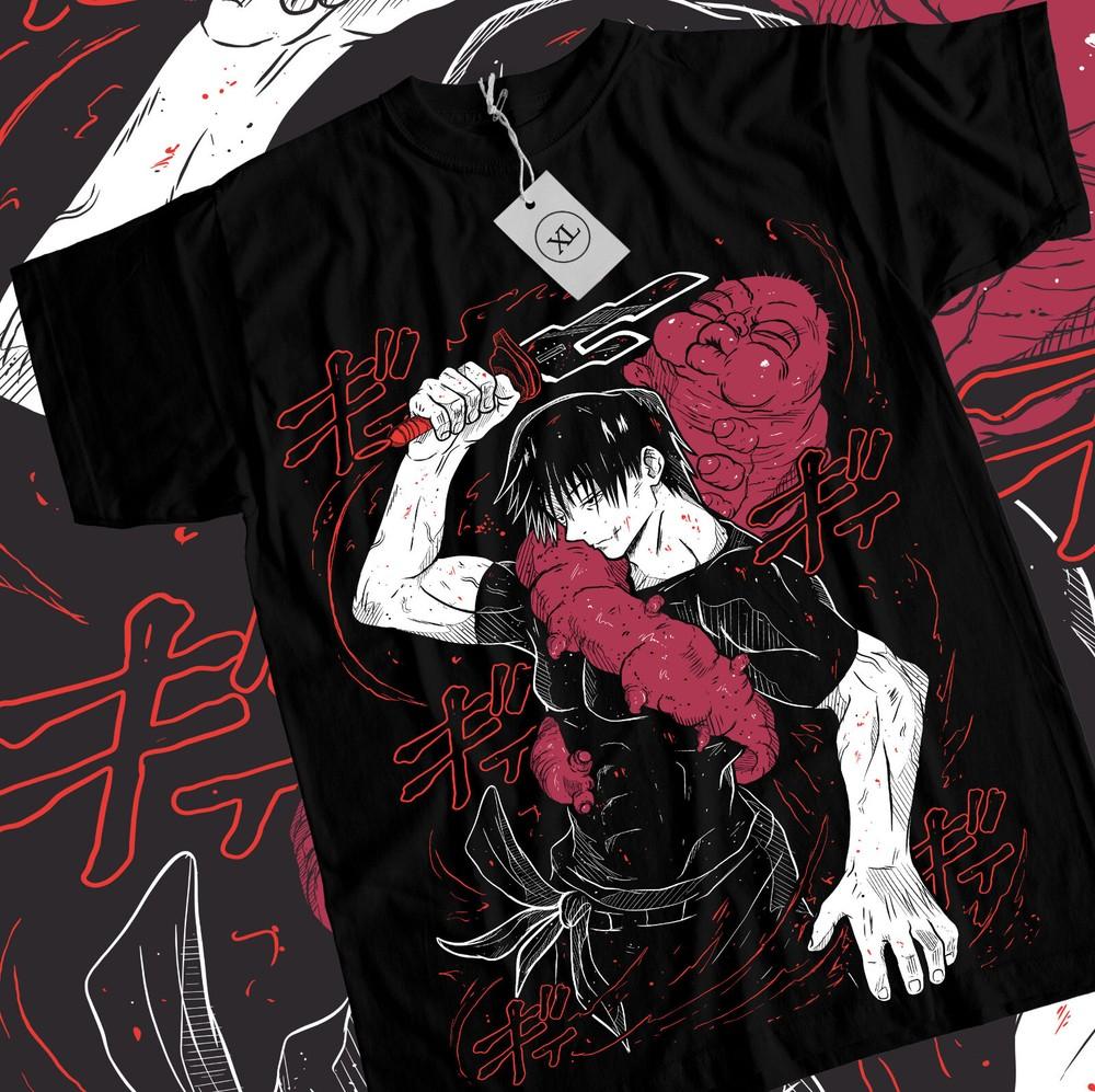 T-shirt Jujutsu Kaisen Fushiguro Toji Anime Horror Manica Corta Nera Taglia Unica Unisex