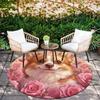 Pink Corgi pattern round rug,Carpet Rug for Living Room Bedroom  Playroom ,Non-slip Floor Mat,Holiday Gifts and Birthday Gifts.