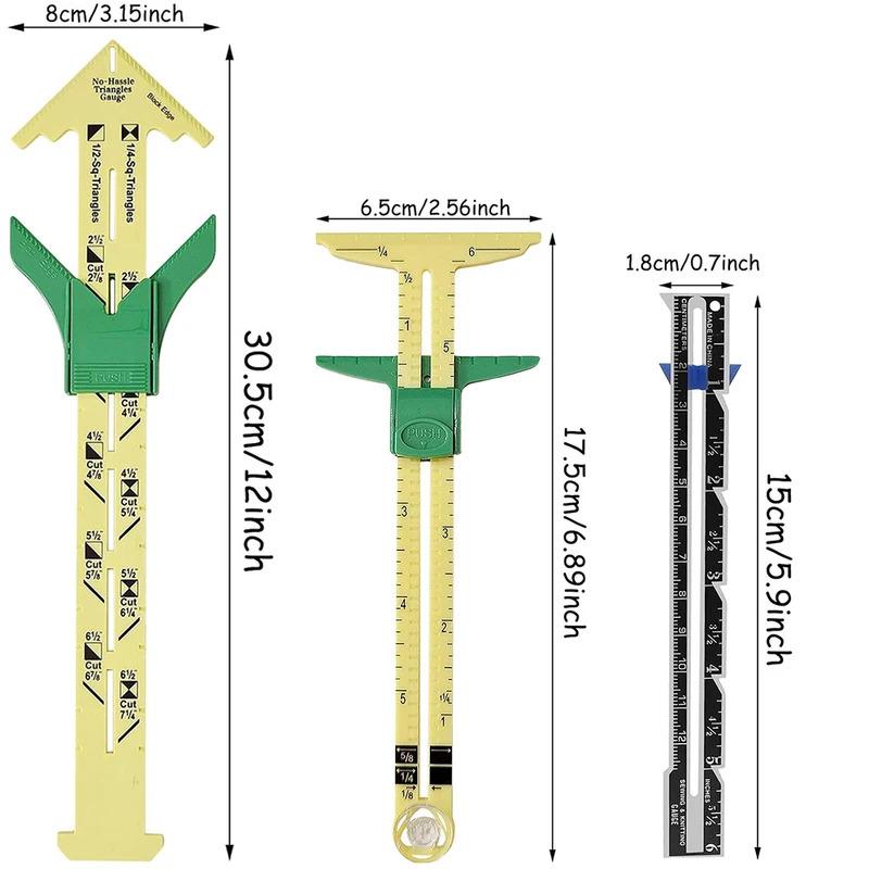 5-in-1 sliding ruler, measuring tool, multi-functional plastic drawing ruler, home sewing patchwork ruler, sewing accessory
