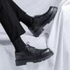 Big head leather shoes men's spring and autumn fashion black casual round head British business dress versatile trendy shoes 66109-Y