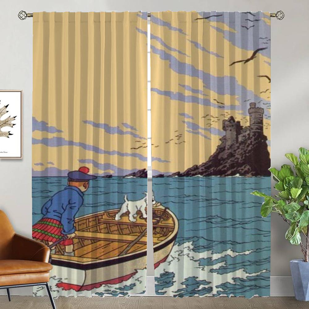 Tin-tines Blackout Curtain for Room 2 Panel Elegant Room Curtains Partition Shades Home Interior Curtains Halloween Decoration