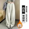 High waist drawstring one-button scimitar pants women's casual pants fleece thickened warm solid color loose and thin banana pants
