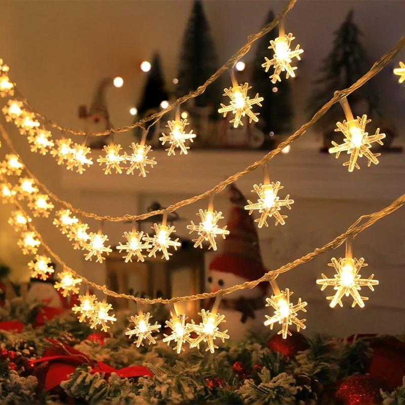 1.5/3/6M USB Power Festoon Snowflake Fairy String Lights Garden Winter Party Christmas Garland Lamp Wedding Room Decoration Outdoor