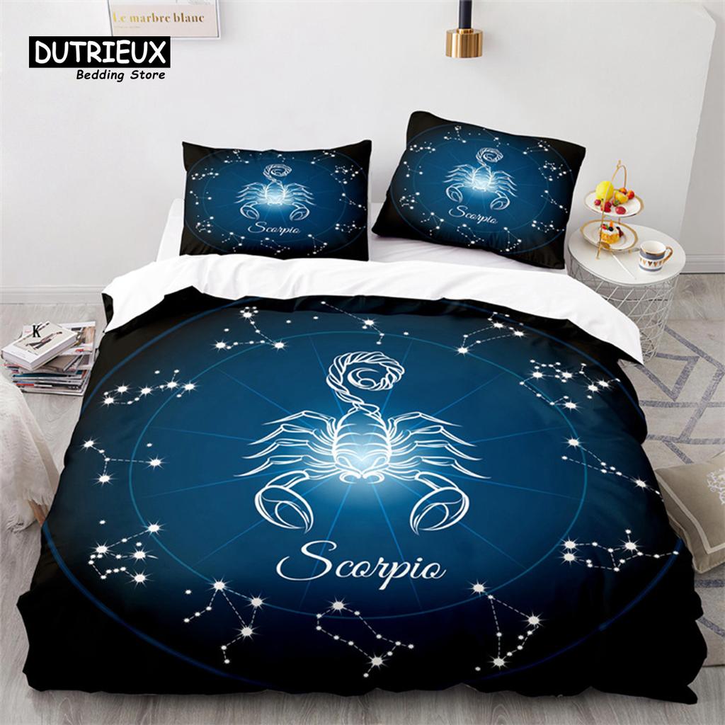 Twelve Constellation Bedding Set For Kids Child Girls Boys 3D Print Cancer Duvet Cover Mystery Galaxy Comforter Cover Pillowcase