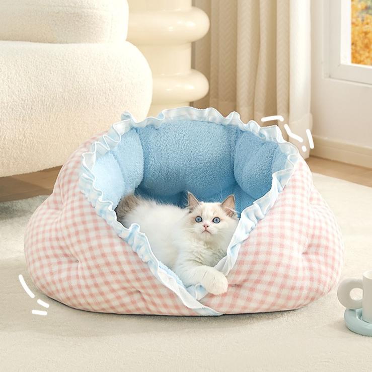 Warm Plush Dog Bed for Small Dogs Thickened Teddy Puppy Cave House Bed Comfortable All Season