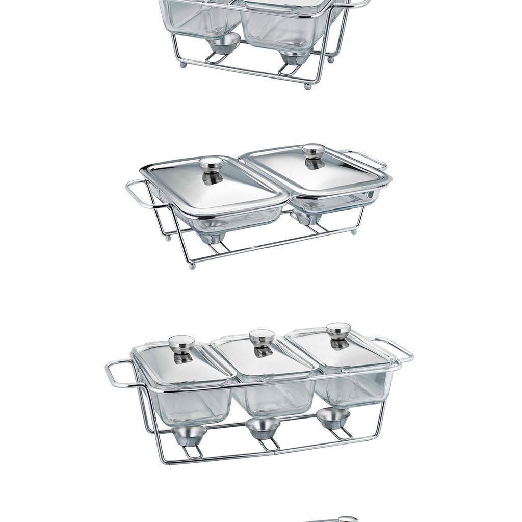 Household Rectangular Hot Pot Stove Restaurant Glass Buffet Stove Single Two Three Grid Food Heating Containers