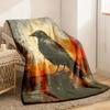 Gothic Crow Pattern Throw Blanket Lightweight Soft Flannel Vintage Animal Print All-Season Multi-Use for Camping Travel Sofa & Nap
