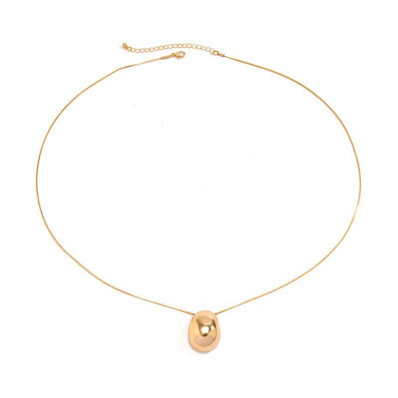 

Glossy Oval Pendant Snake Bones Chain Necklace Female European and American Fashion Minimalist Personalized Long Sweater Chain Ornament Tide Gold
