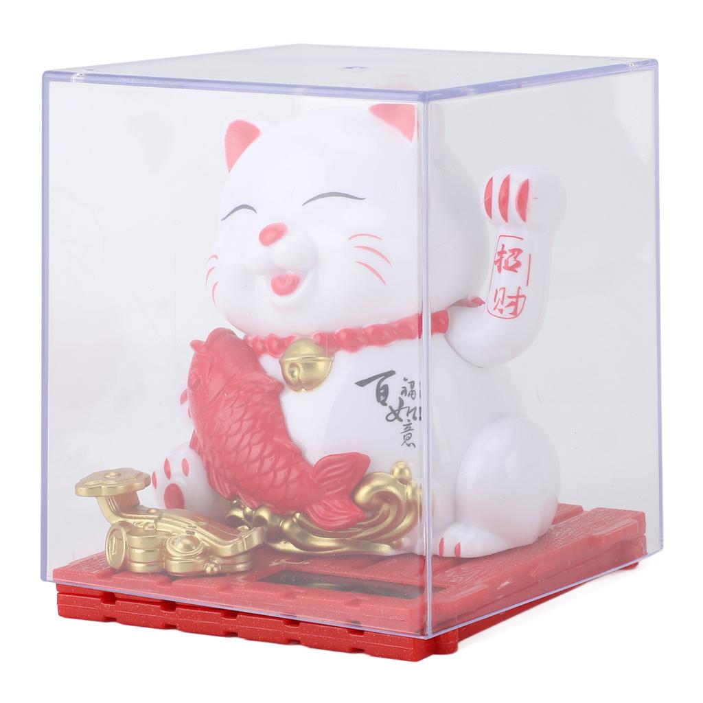 Solar Waving Cat Innovative Cute Solar   Cat Solar Powered Fortune Cat with Transparent Cover for Car Dashboard Cashier Desk Store