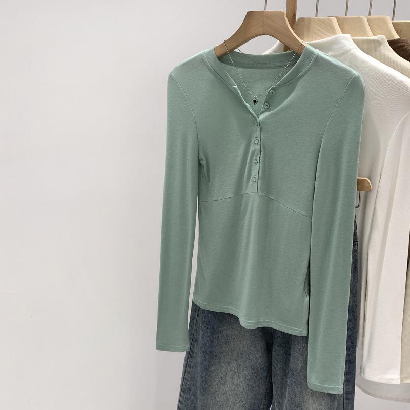 Women s Slim Fit Lyocell Tencel Wool Pink Henley Long Sleeve Shirt - Spring 2026 Collection Large