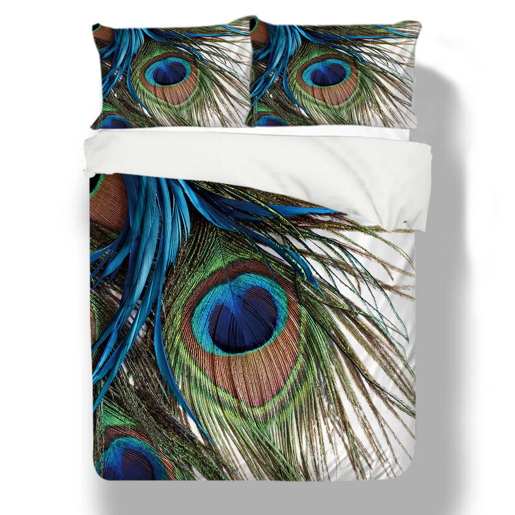 Animal Bedding 3D Peacock Duvet and Pillowcase 2/3 Pieces EU135 * 200 Single/double Bed Full Size Soft Machine Washable Home Decoration