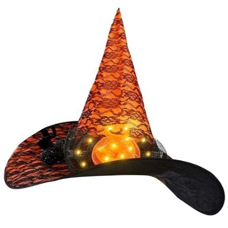Retro Witch Hat Cloak Wand Accessory Unique Pumpkin Wizard Hat Fashion Accessory