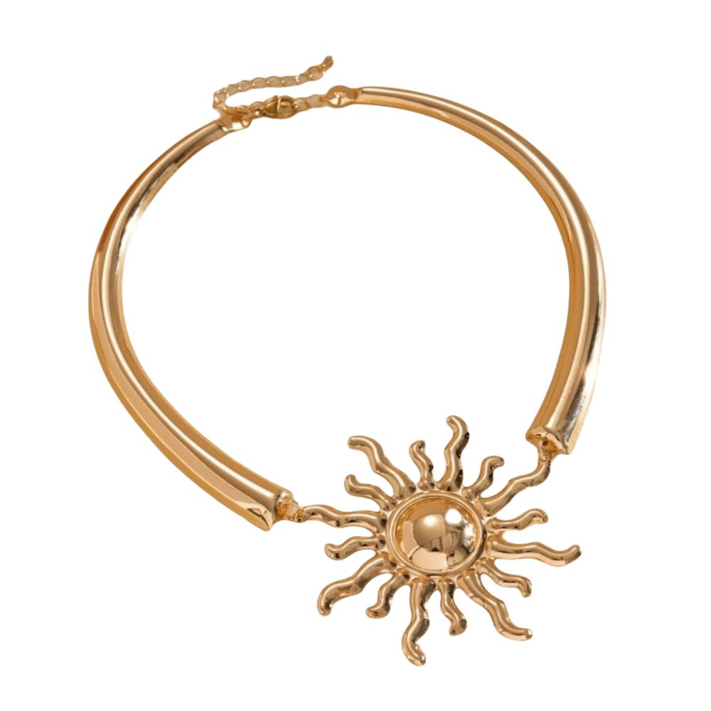 Minimalist Design Statement Collar Necklace Zinc Zinc Alloy Clavicle Chain Bold Sun Pendant Choker  Travel золотой