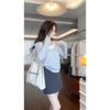 Fake two-piece contrasting knitted sweater women's spring splicing long-sleeved top casual age-reducing bottoming shirt