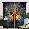 2pcs Colorful Floral Tree Curtains   Window Decor Polyester Rod Pocket Drapes for Home Decor  Living Room  Bedroom