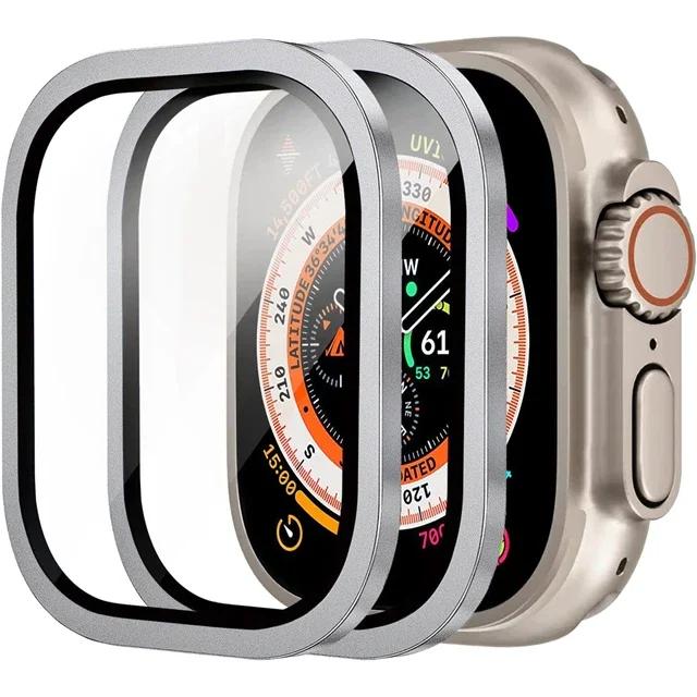 1/2PCS Tempered Glass For Apple Watch Ultra 49mm Screen Protector Anti-Scratch HD Metal Bumper Full Film for IWatch Ultra 49mm