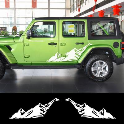 Autocollants de garniture latérale de porte de voiture de montagne de neige, 2 pièces, pour Jeep Wrangler JK TJ JL Trail Hawk Rubicon, autocollants graphiques en vinyle
