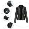 Women's Spring and Autumn Hooded Leather Jacket Women's Removable Hat Windproof Jacket Short Casual Jacket