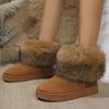 Dámské Sněhule z Semiše Plus Size Ležérní Krátké Svršky s Hrubou Podrážkou Bavlněné Boty Plyšový Sametový Kožíšek Boty 36-43
