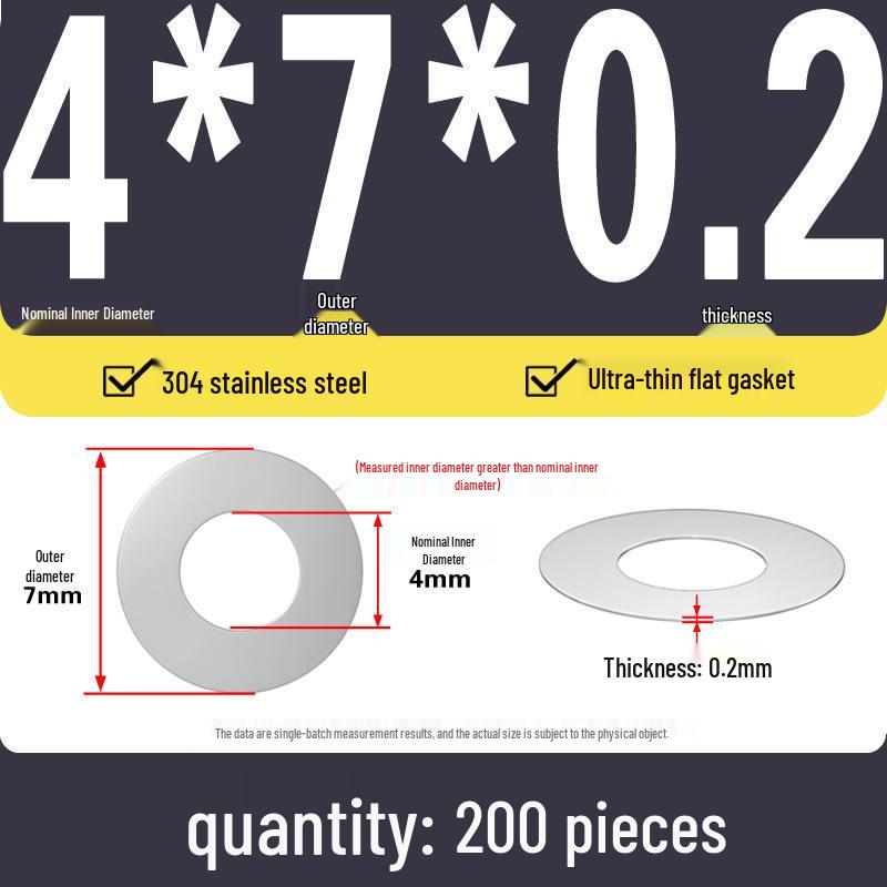 Plochá podložka z nerezové oceli 304 pro nastavení vůle hřídele (0,1/0,2/0,3 mm)