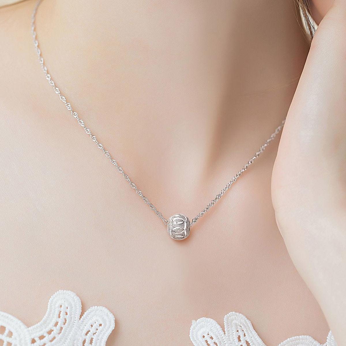 

925 Silver Bead Necklace Pendant AAA Zircon For Women Clavicle Chain Necklaces Wedding Party Fashion Jewelry Gift