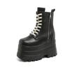 Fashion New 13CM Platform Boots Casual Outdoor Shoes Chunky Simple Lace Up Design Ankle Boots Cool Nightclub Party Black Shoes 35-43