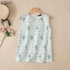 ZANZEA Women Casual Round Neck Loose Sleeveless Print Tank Tops