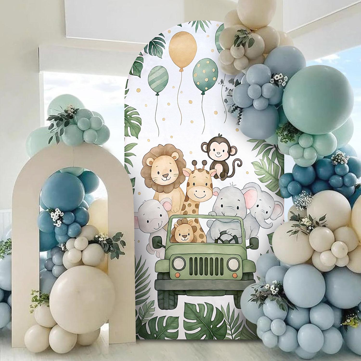 

1pc 6.56ft Kids boys birthday party arch background covering jungle wildlife park lion arch bracket baby shower party decoration