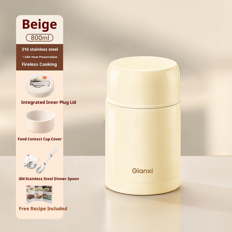 Gianxi Braised Beaker 316 Food Grade Office Worker Lunch Box 24 Hours Insulated Bucket Stuffy Congee Braised Pot Thermos Cup