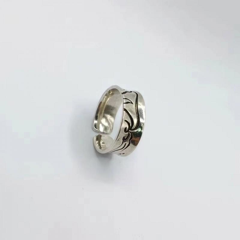 Adjustable Open Ring Men Women Geometric Whale Tail Design Vintage Style Plated Handmade Statement