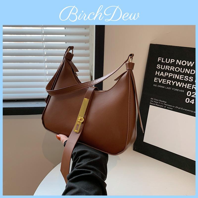 Elegant Crescent Bag Pu Leather Soft Medium Size With Zipper For Daily Use