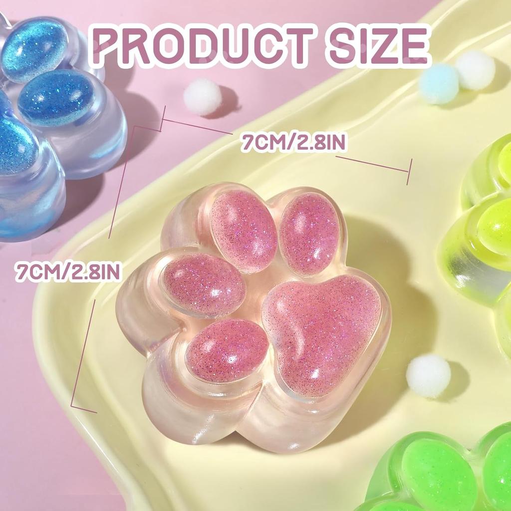 Mačkací kočičí tlapka Hračka na mačkání Ledová s třpytivým práškem Kawaii Úleva od stresu a úzkosti Měkké senzorické hračky pro dospělé Děti Dospívající