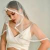 Adjustable Bride Veils With Delicate Pearls Trim Breathable Design For Comfort Wedding Accessory