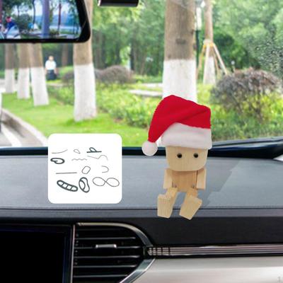 Shaking Feet Wooden Doll Ornament Auto Accessories for Home Decor