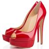 Crossdresser Sexy StilettosWomen Platform Peep Toe High Heel Sandals Nude Patent Leather Sexy Elegant Stiletto Heels Sandals