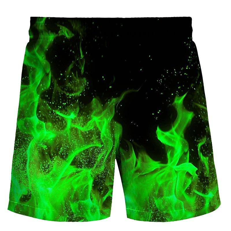 Harajuku Flame 3D Print Beach Shorts For Men Y2k Streetwear Drawstring Board Shorts Summer Casual Personality  Hip Hop Trunks