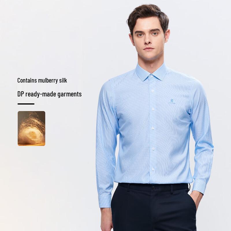 MONTAGUT Men s Business Casual Cotton Silk Long Sleeve Wrinkle-Free Shirt 41